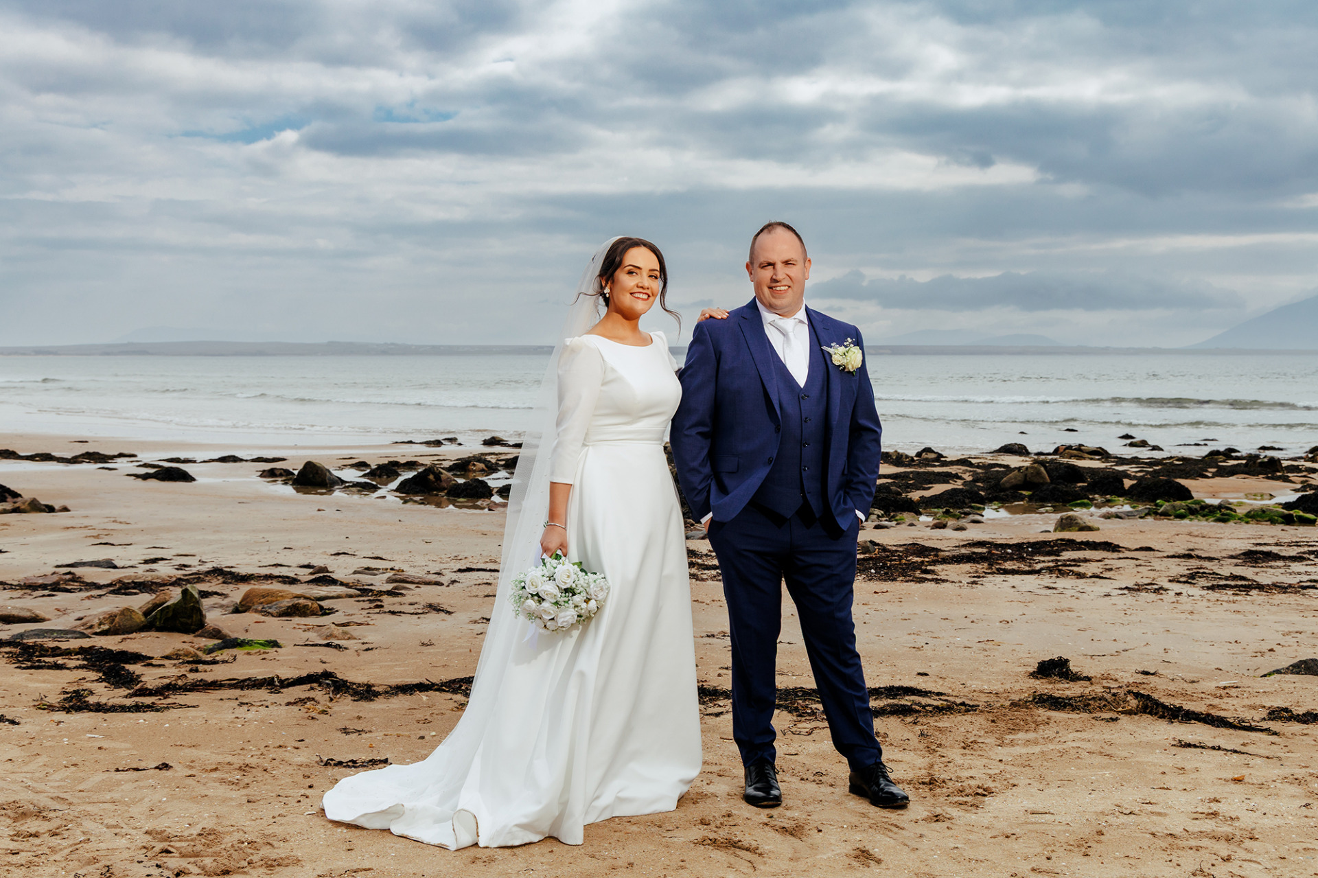 Sabina and Seán on their wedding day in the Broadhaven Bay Belmullett.